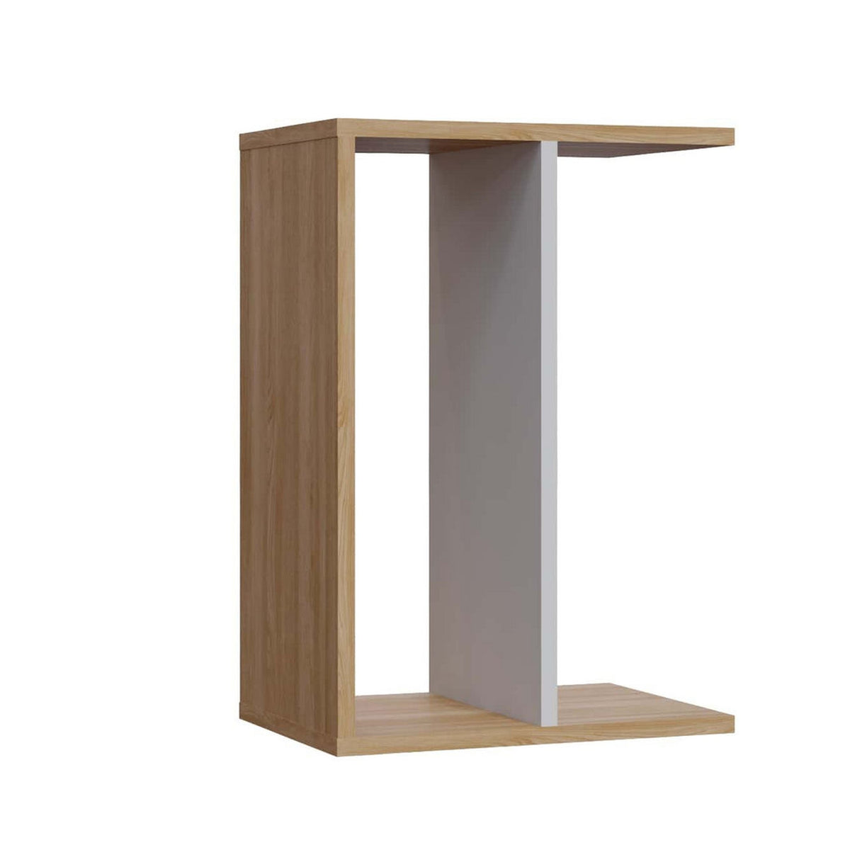 Mesa auxiliar melamina roble y blanco