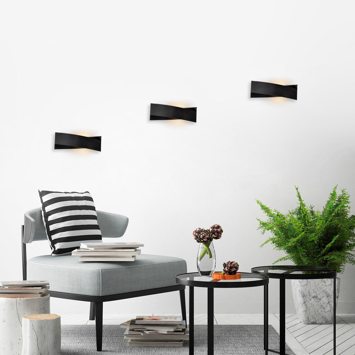 Aplique de pared metal negro 31x10x11 cm casquillo G9 (4)