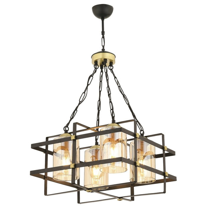 Lámpara de techo metal negro 4 luces 70x30x30 cm casquillo E27