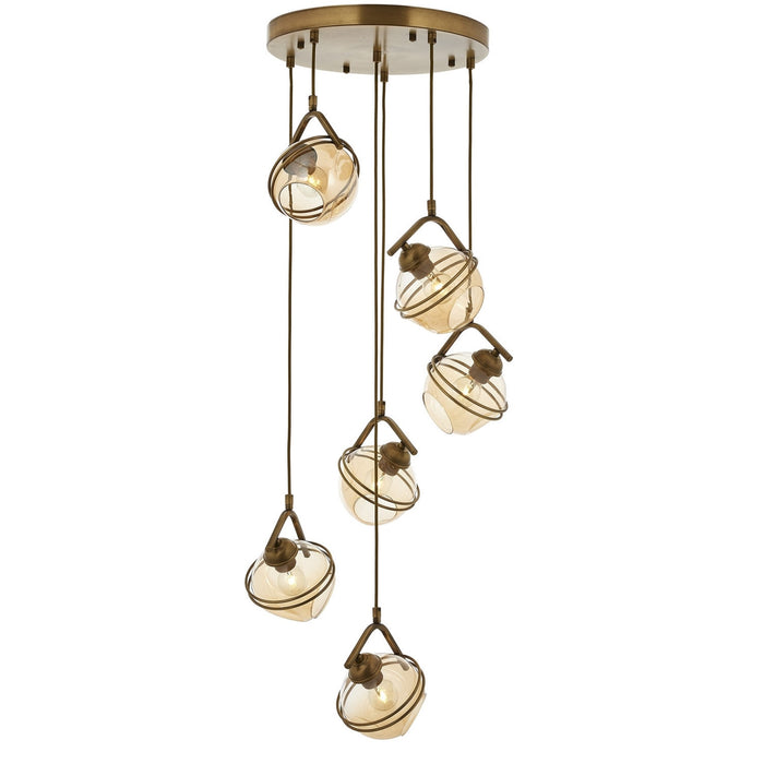 Lámpara de techo metal vintage 6 luces 100x45x45 cm casquillo E27