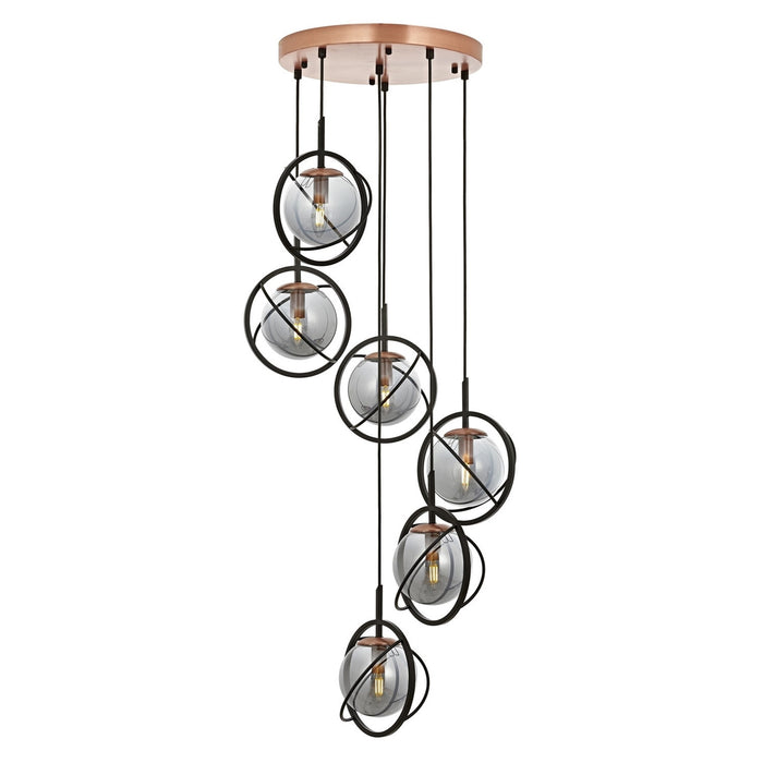 Lámpara de techo metal negro 6 luces 140x40x40 cm casquillo E14