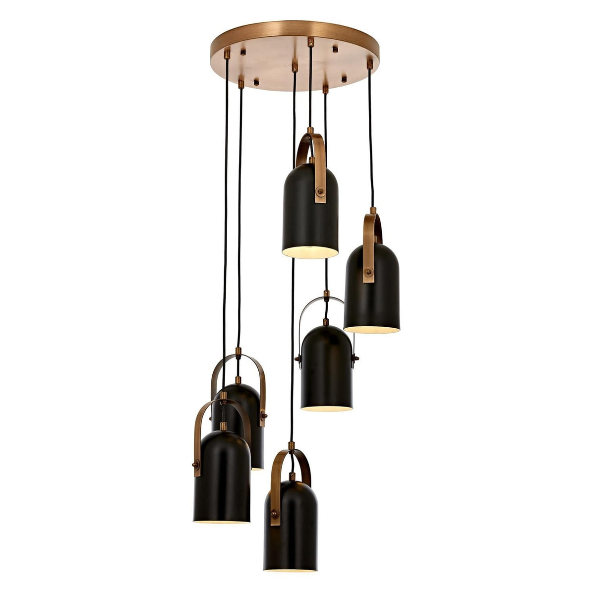 Lámpara techo metal negro vintage Bled 80x40cm 6xE27