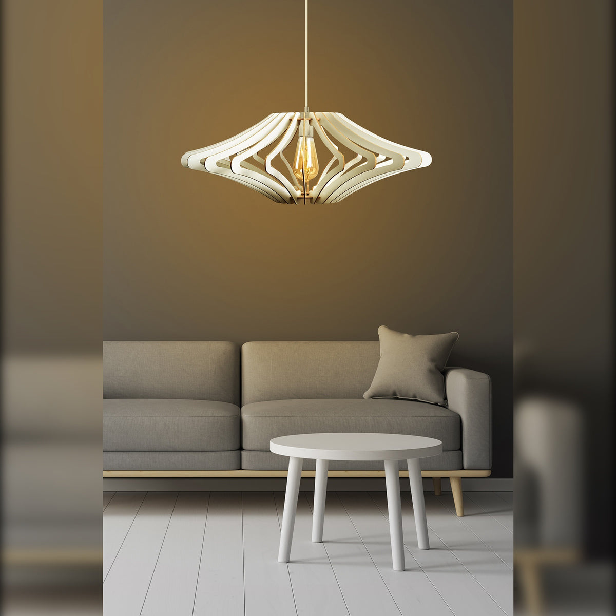 Lámpara de techo MDF blanco 59x59x55 cm casquillo E27 (4)