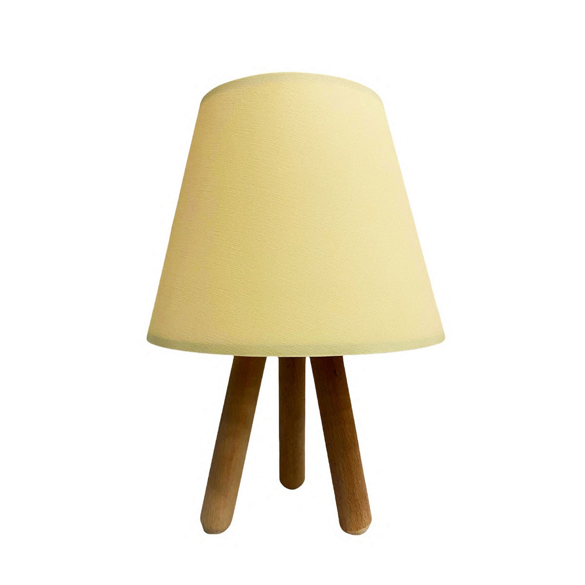 Lámpara de sobremesa pie de madera color crema natural