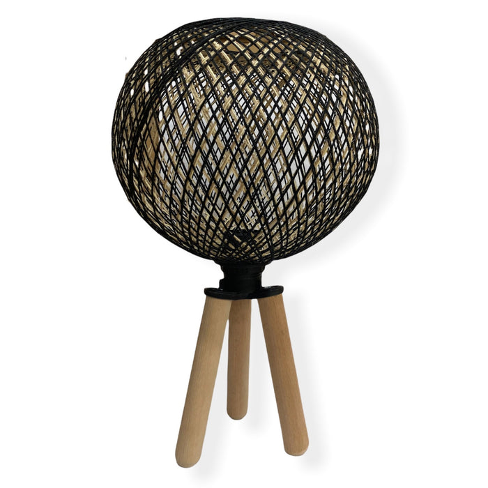 Lámpara de sobremesa pie metal negro natural decorativa