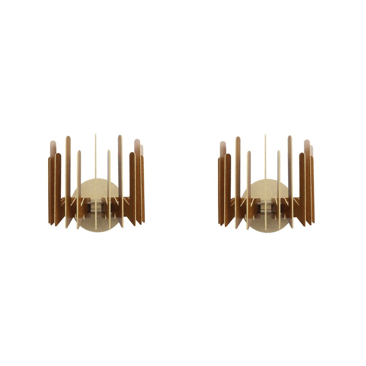 Aplique de pared doble MDF nogal 20x24x22 cm casquillo E27
