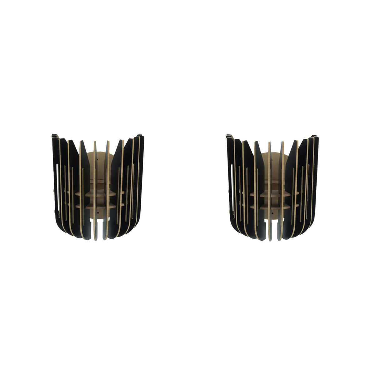 Aplique de pared doble MDF negro 20x18x16 cm casquillo E27