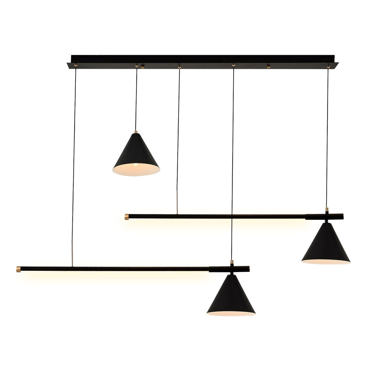 Lámpara de techo metal negro 2 luces LED 15W 12x18x120 cm