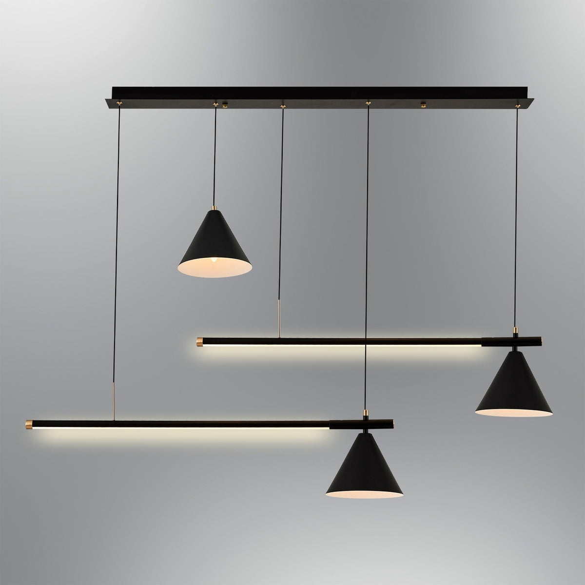 Lámpara de techo metal negro 2 luces LED 15W 12x18x120 cm (2)