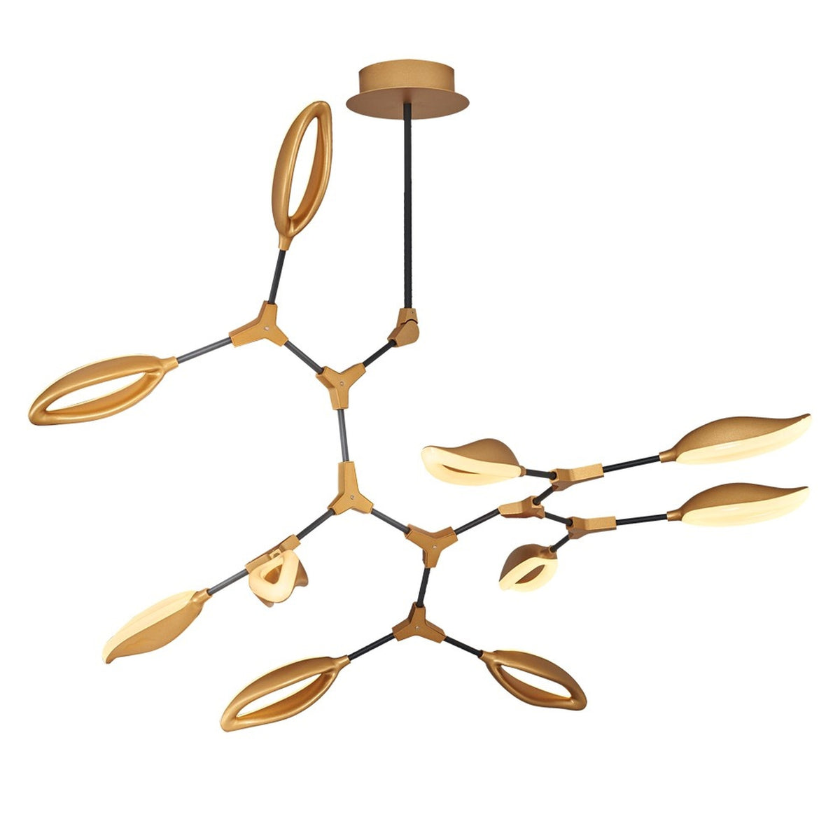Lámpara de techo metal amarillo 10 luces LED 96x96x110 cm