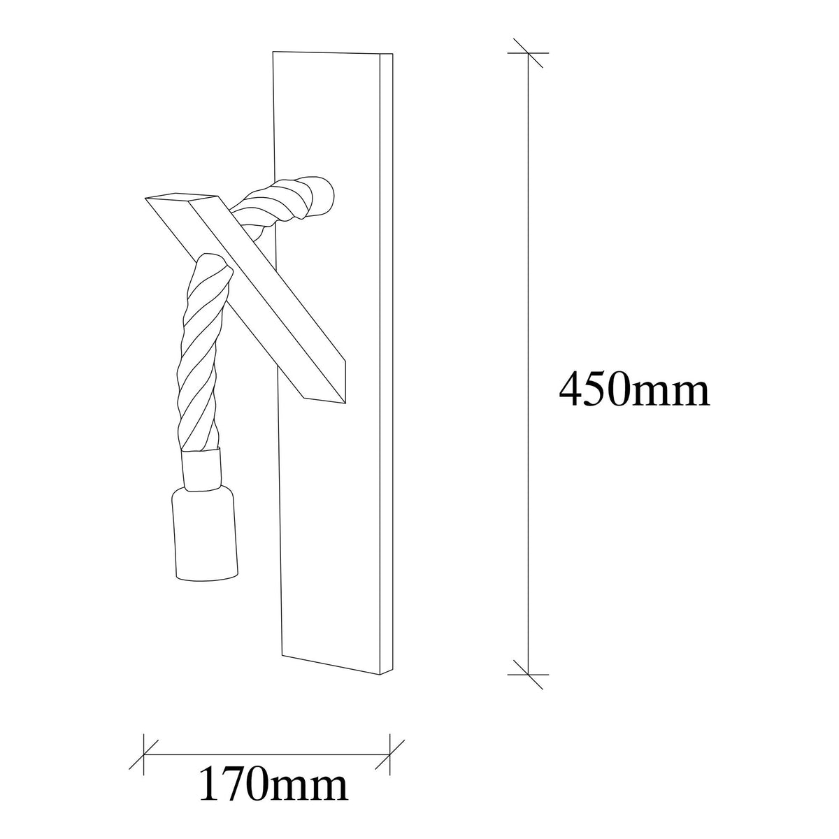 Aplique de pared madera natural 9x17x45 cm casquillo E27 (2)