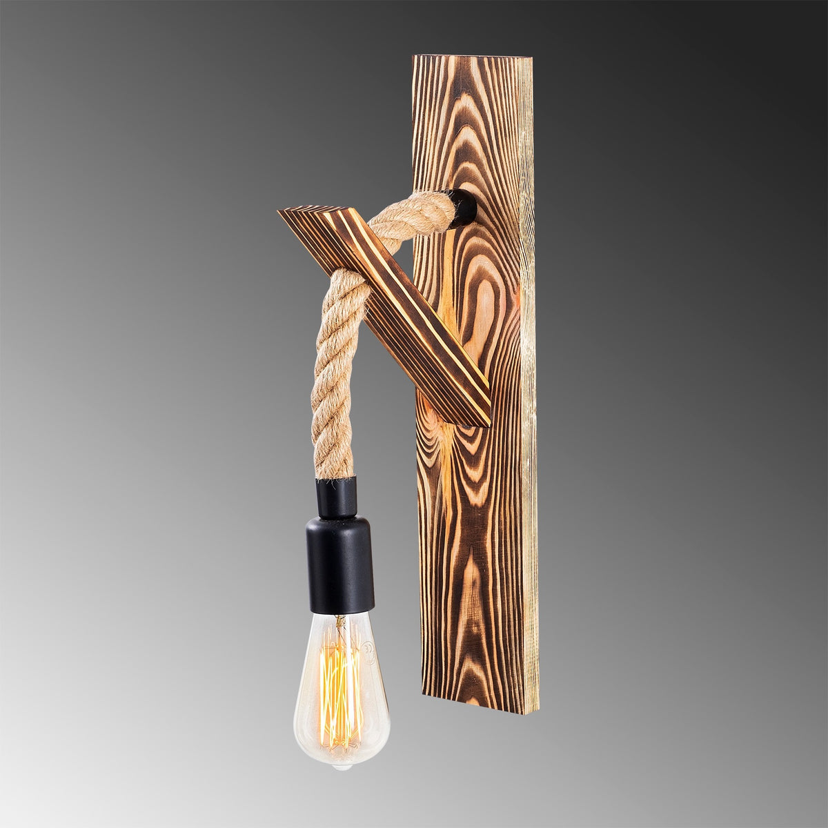 Aplique de pared madera natural 9x17x45 cm casquillo E27 (3)