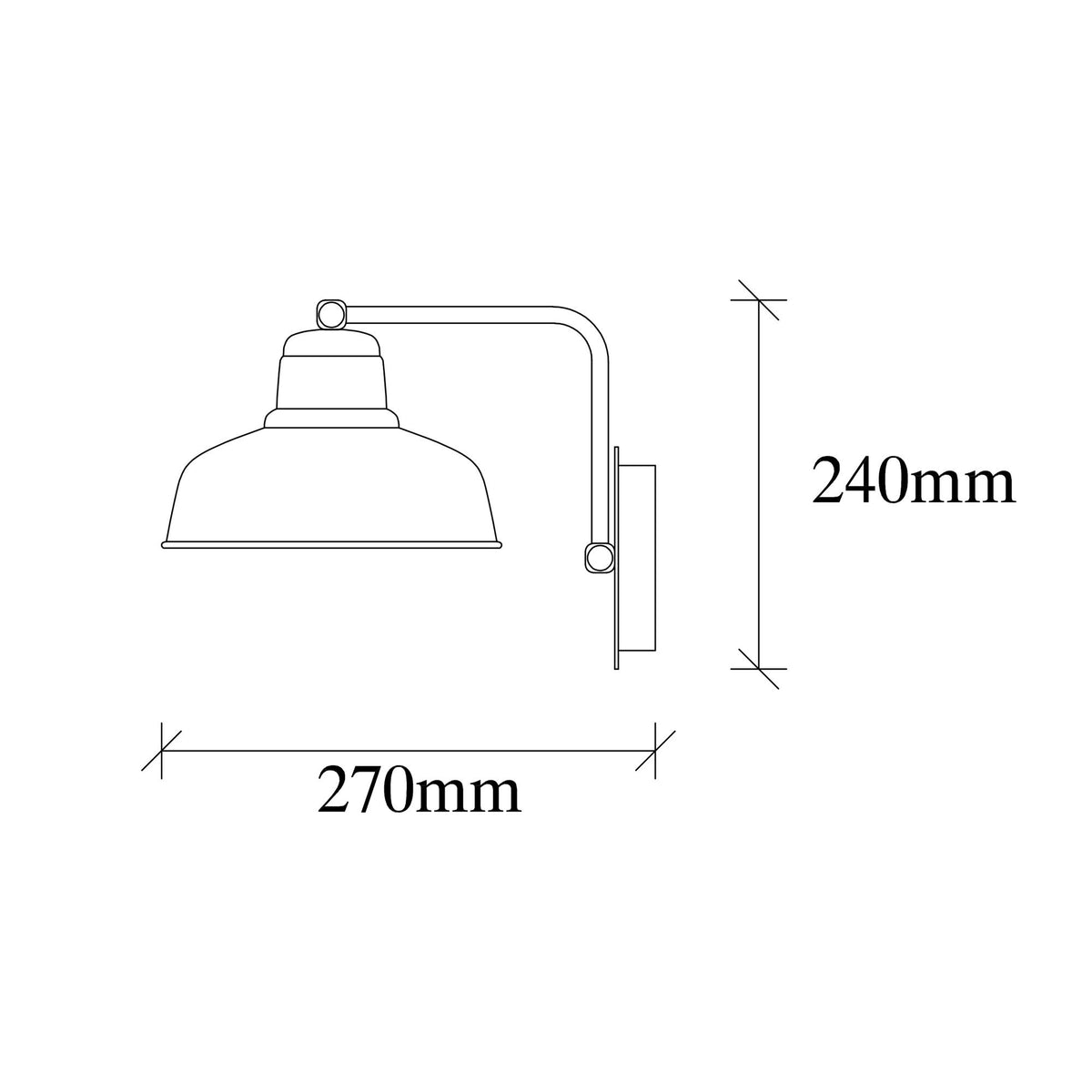 Aplique de pared metal negro 19x27x24 cm casquillo E27 (2)