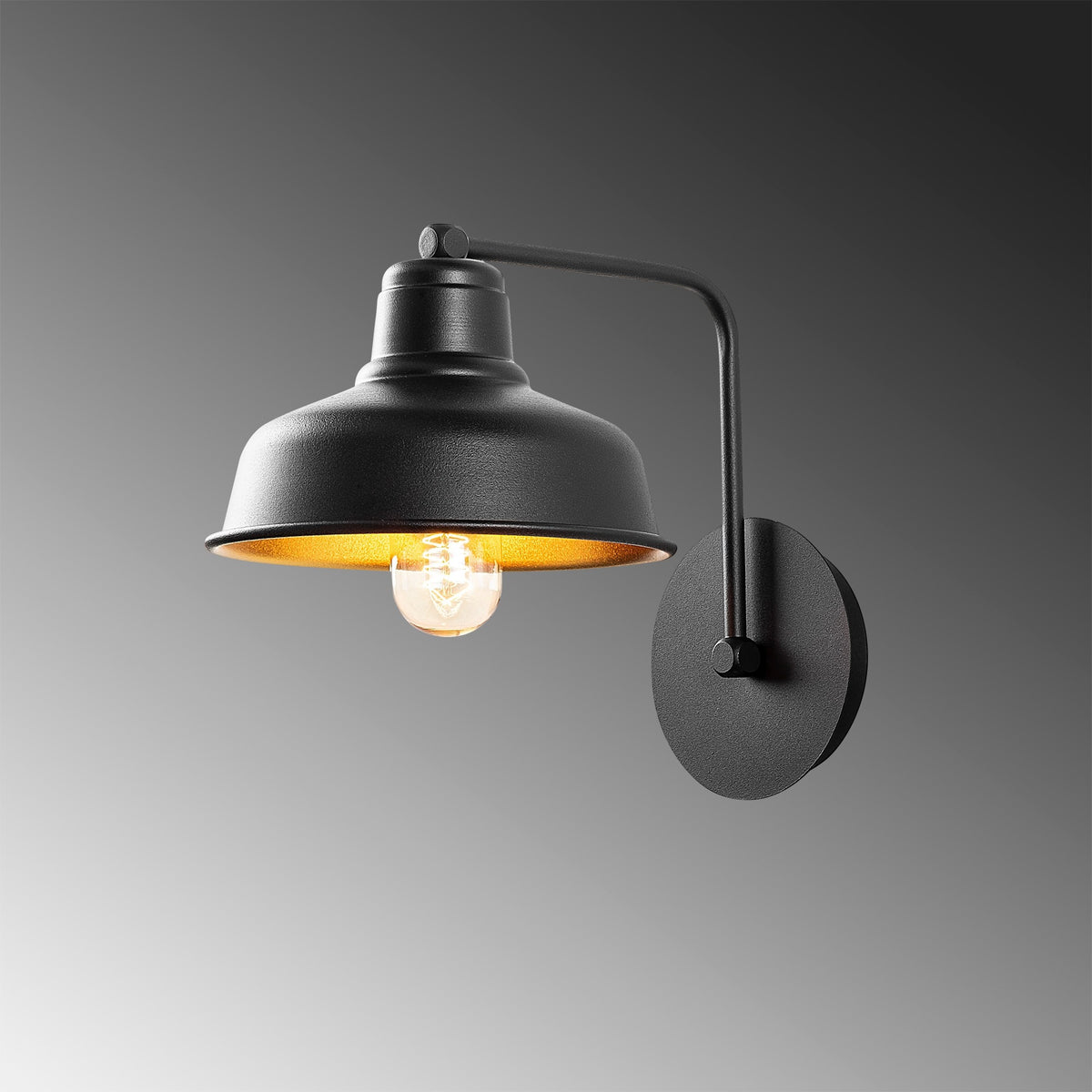 Aplique de pared metal negro 19x27x24 cm casquillo E27 (4)