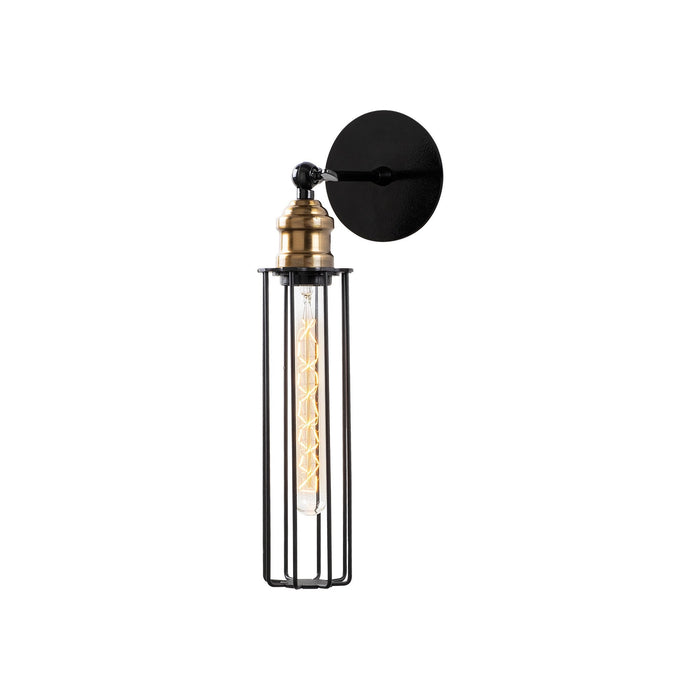 Aplique de pared metal negro 8x16x40 cm casquillo E27