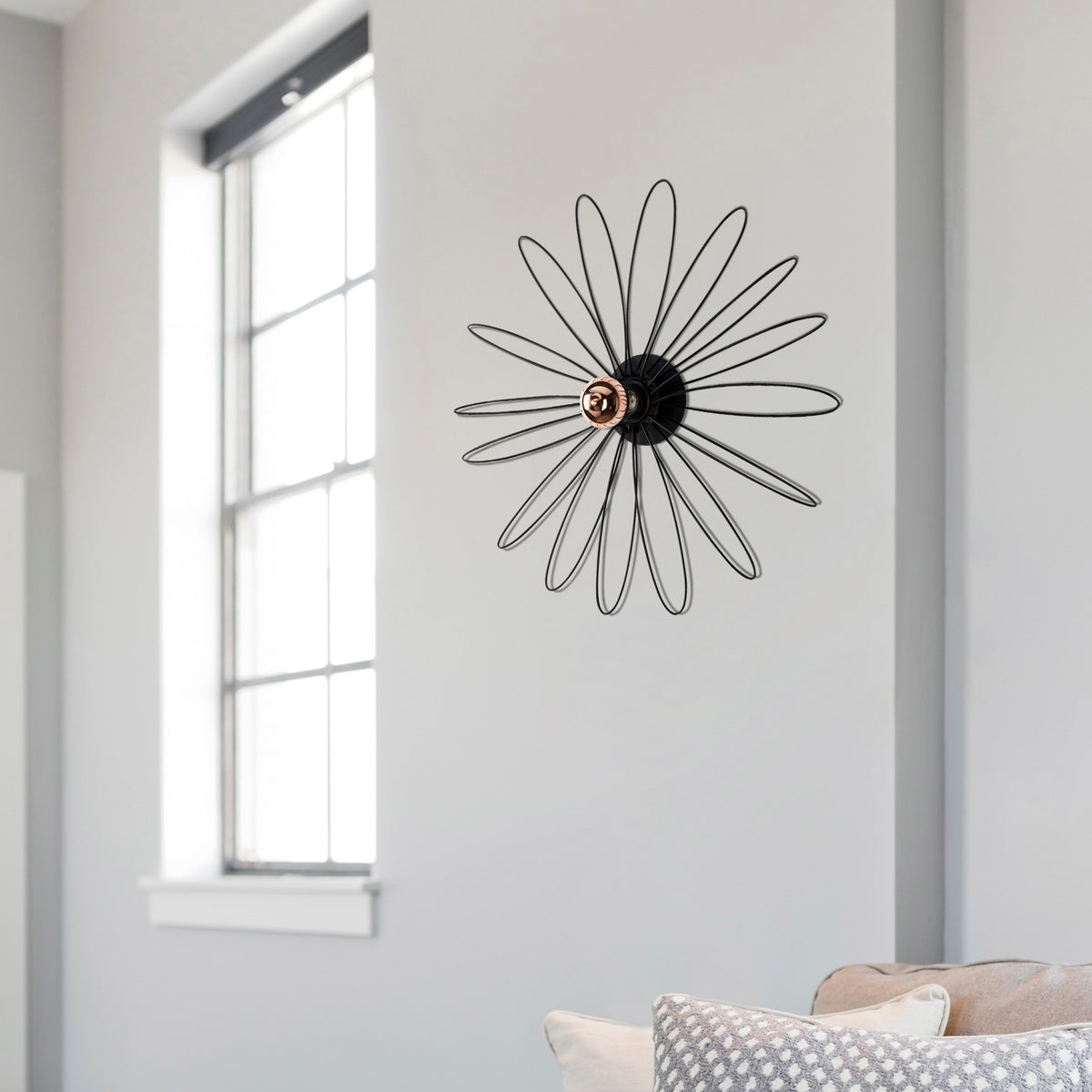 Aplique de pared metal negro 58x12x58 cm casquillo E27 (6)