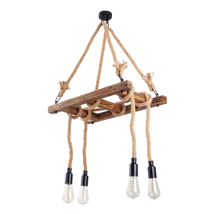 Lámpara de techo madera 4 luces 60x34x10 cm casquillo E27