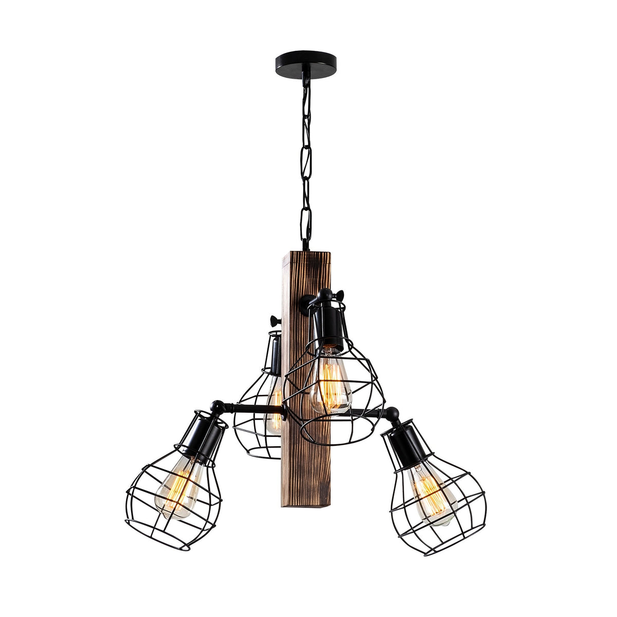 Lámpara de techo estructura madera carpe negro