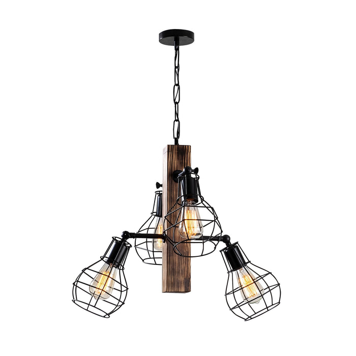 Lámpara de techo estructura madera carpe negro