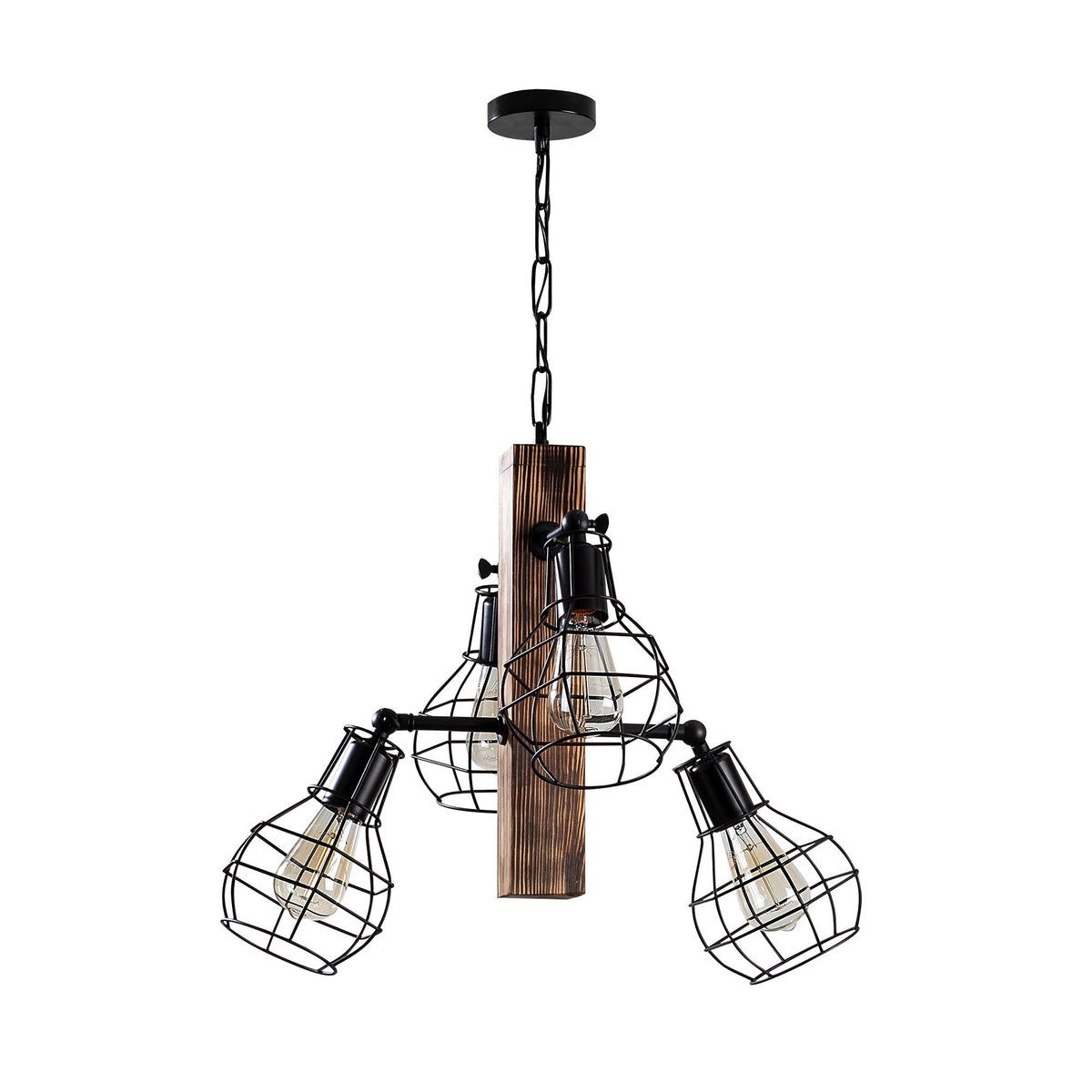 Lámpara de techo estructura madera carpe negro (3)