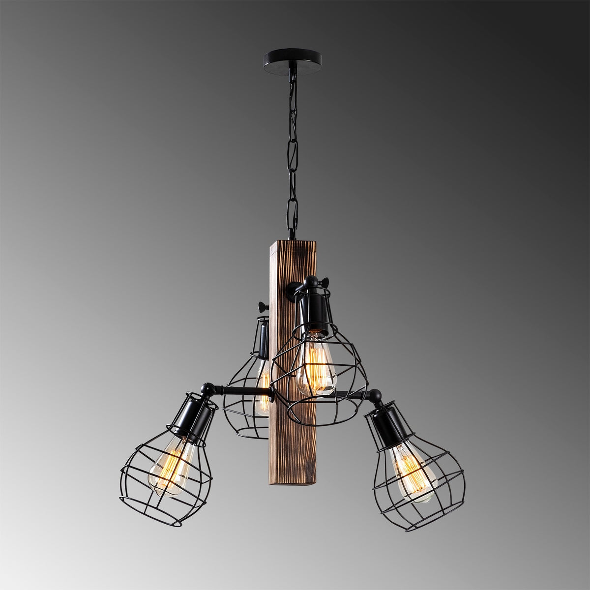 Lámpara de techo estructura madera carpe negro (4)