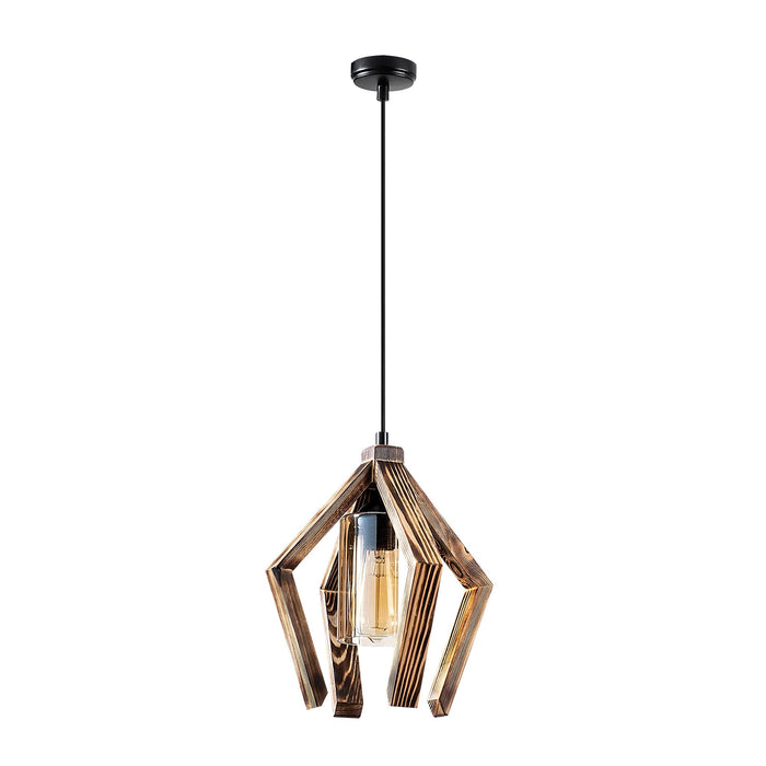 Lámpara de techo madera negro 28x28x105 cm casquillo E27