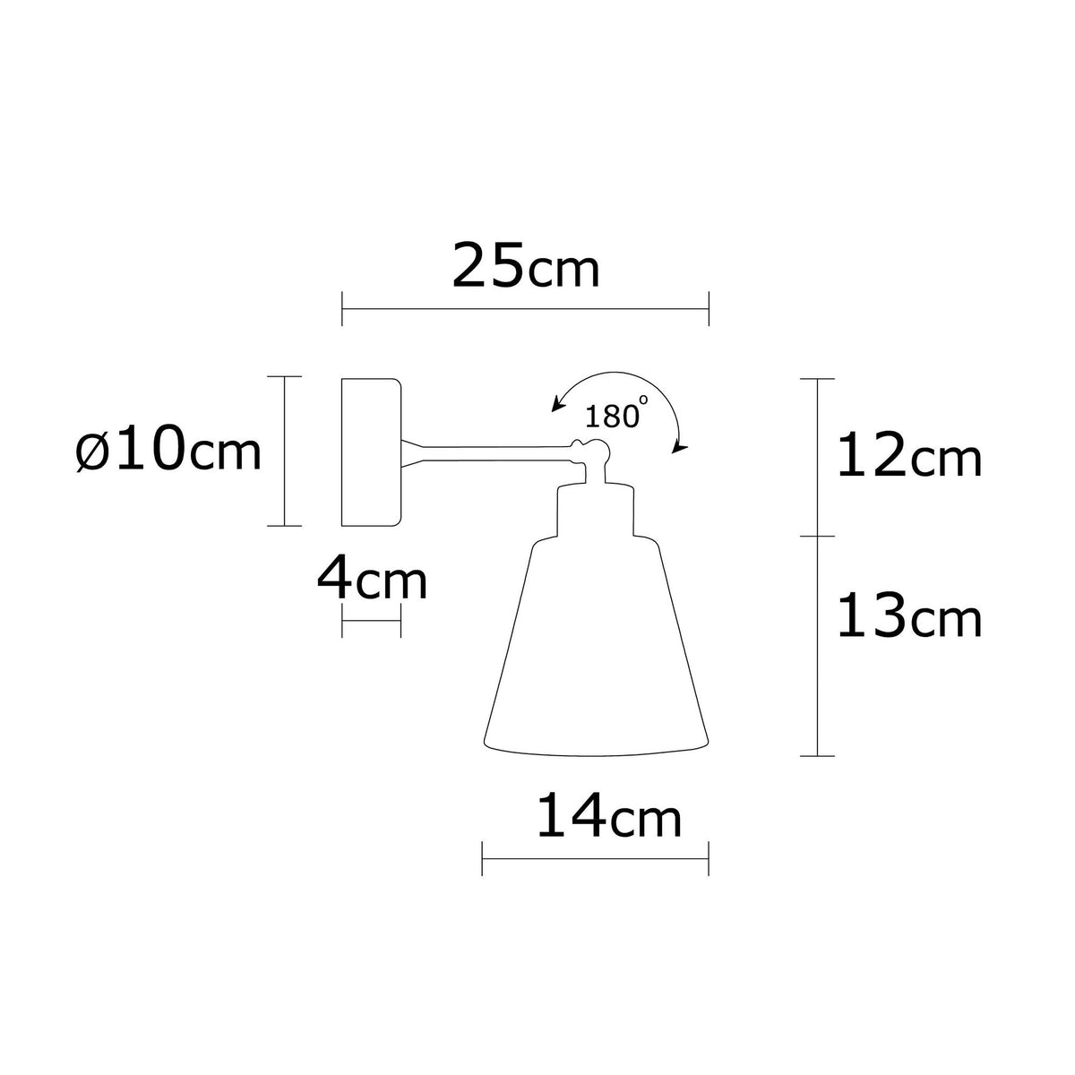 Aplique de pared metal negro 14x14x25 cm casquillo E27 (2)
