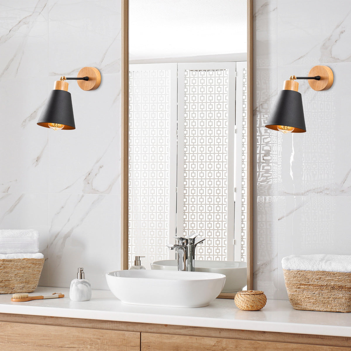 Aplique de pared metal negro 14x14x25 cm casquillo E27 (7)