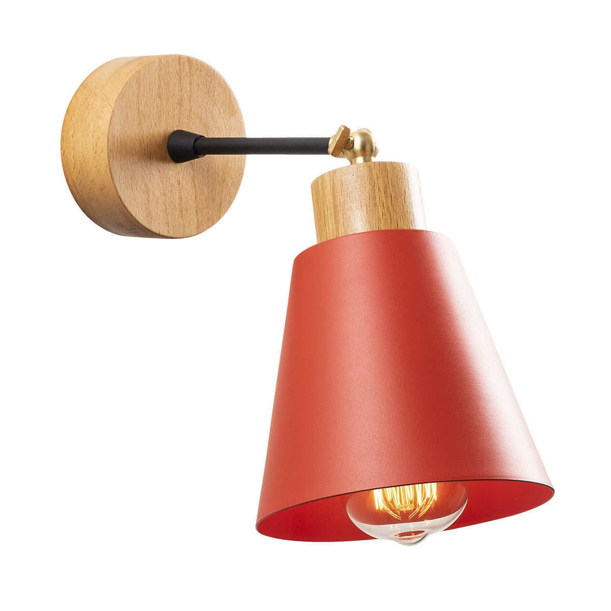 Aplique de pared metal rojo 14x14x25 cm casquillo E27