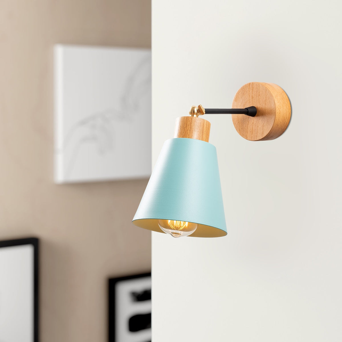 Aplique de pared metal turquesa 14x14x25 cm casquillo E27 (4)