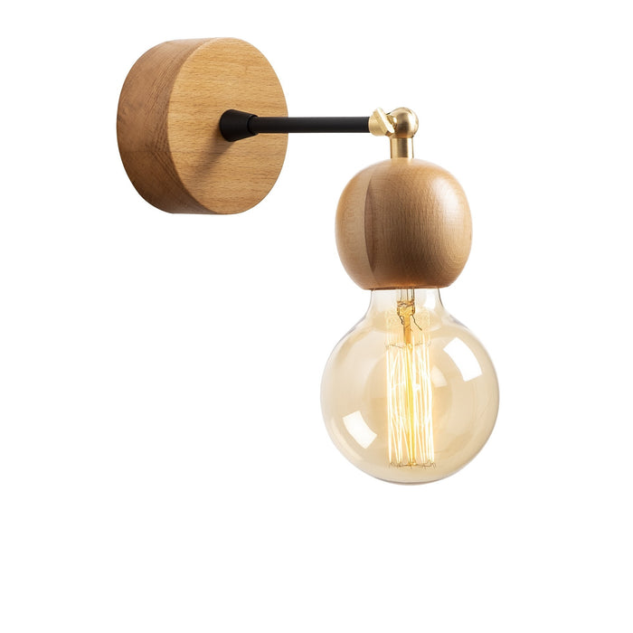 Aplique de pared madera natural 10x10x14 cm casquillo E27