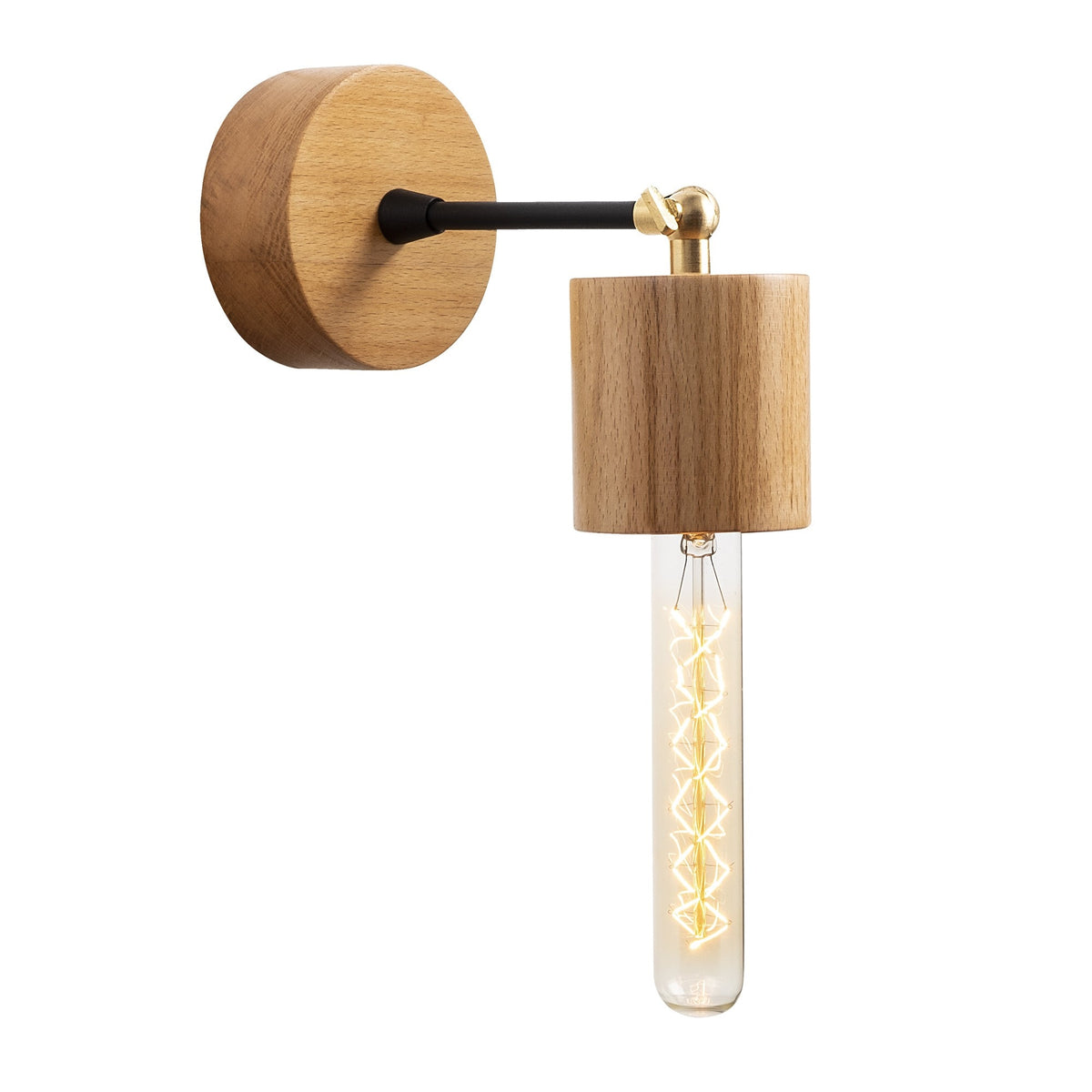 Aplique de pared madera natural 10x10x16 cm casquillo E27 (5)