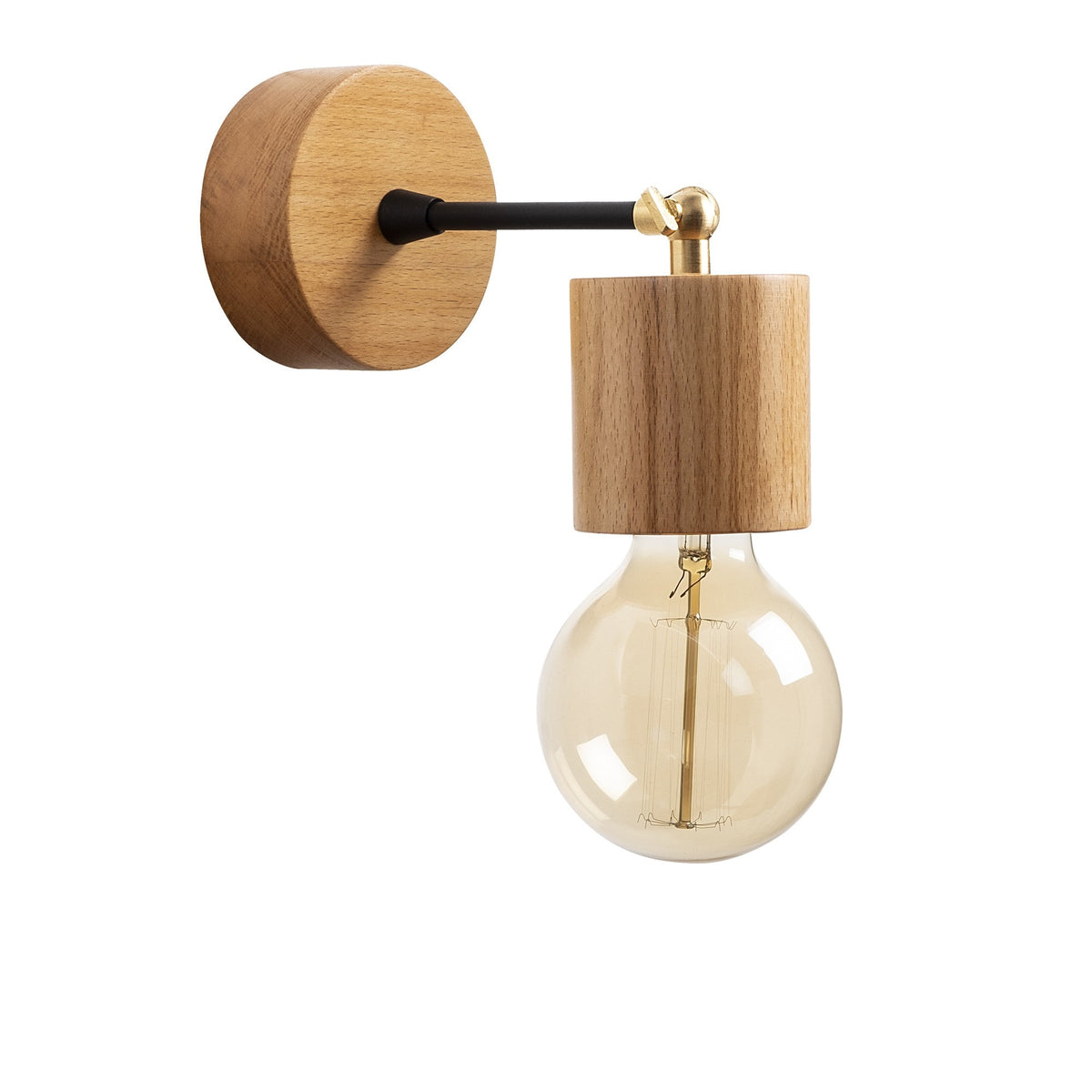 Aplique de pared madera natural 10x10x16 cm casquillo E27 (7)