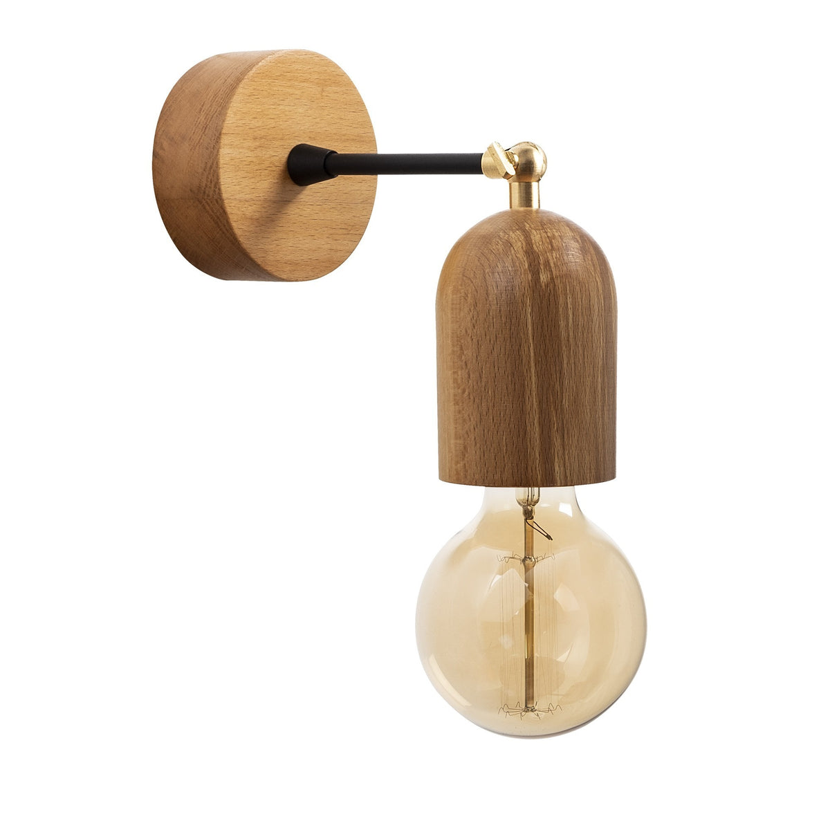 Aplique de pared madera natural 7x7x20 cm casquillo E27 (4)