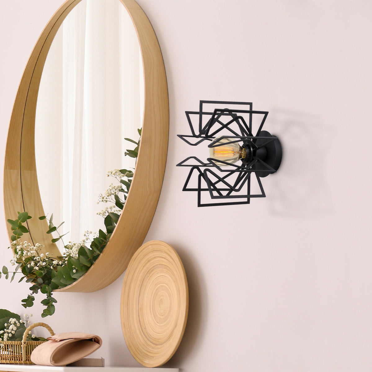 Aplique de pared metal negro 20x20x25 cm casquillo E27 (5)