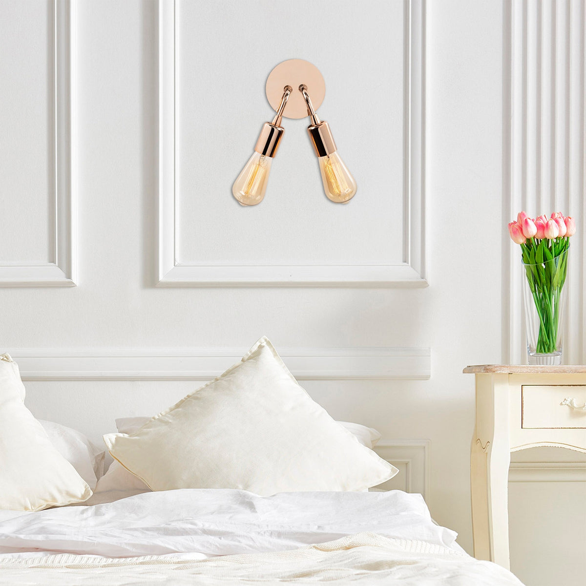 Aplique de pared metal cobre 14x14x20 cm 2 casquillos E27 (5)