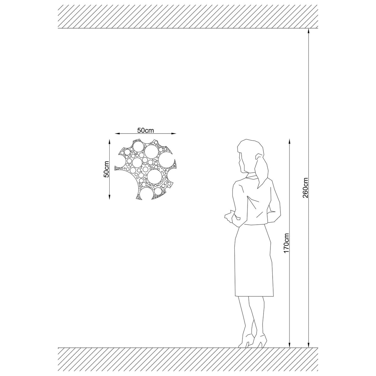 Aplique de pared MDF negro 50x12x50 cm casquillo E27 (2)