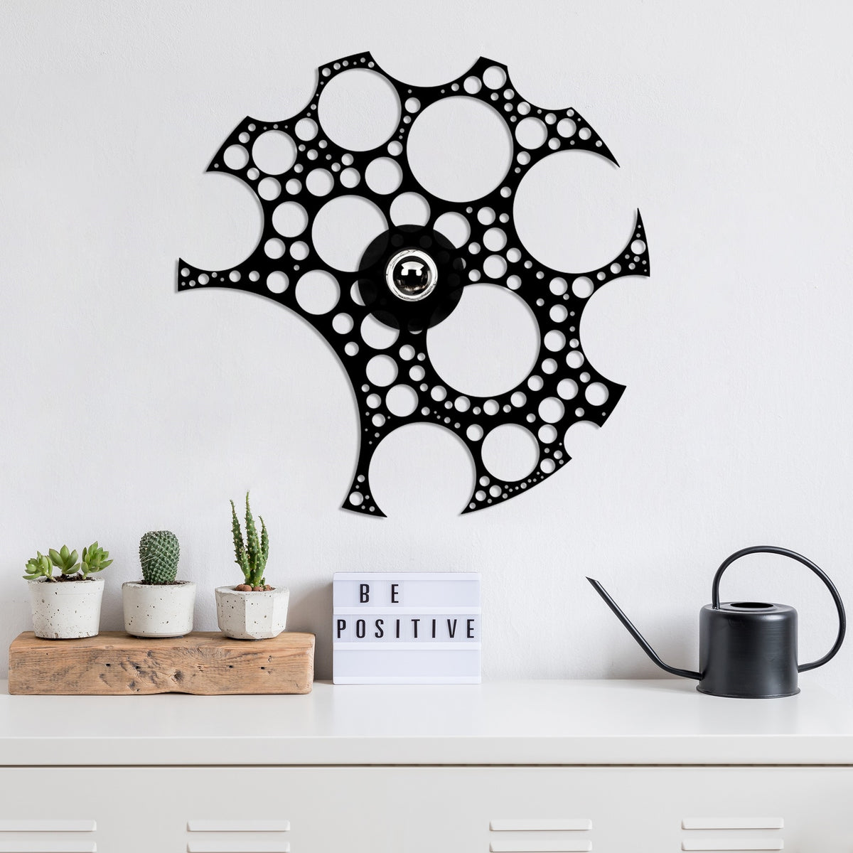 Aplique de pared MDF negro 50x12x50 cm casquillo E27 (7)