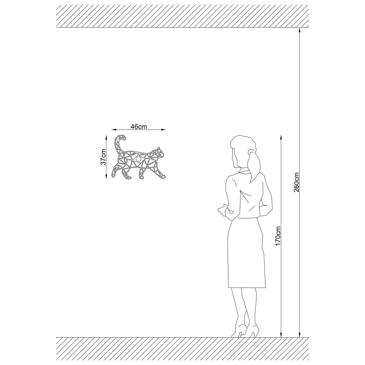 Aplique de pared MDF negro 37x12x46 cm casquillo E27 (2)