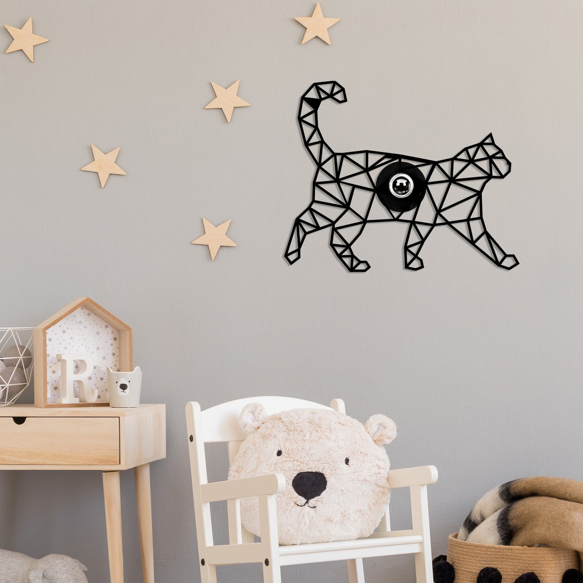 Aplique de pared MDF negro 37x12x46 cm casquillo E27 (7)