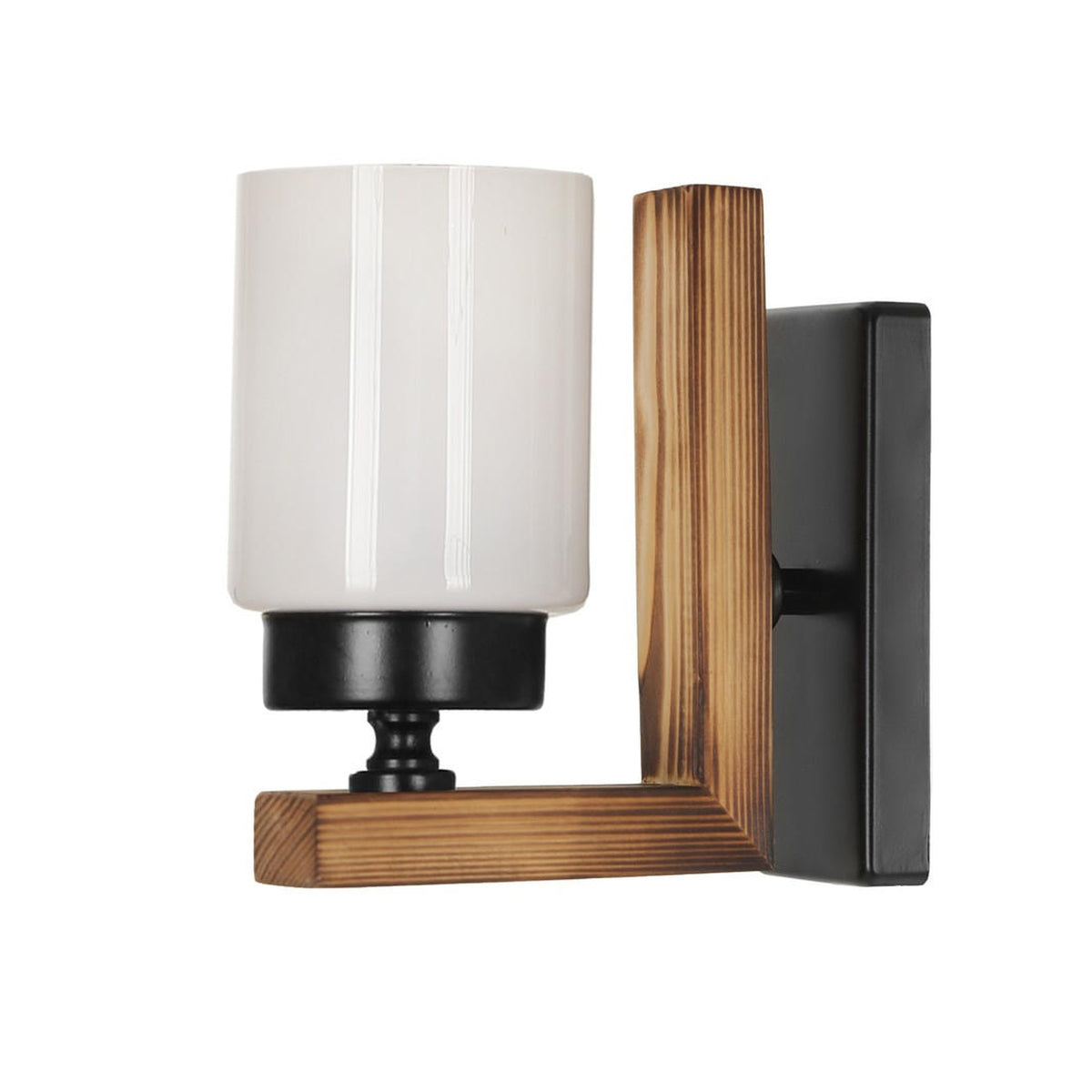 Aplique de pared madera blanco negro marrón 19x10x19 cm E27