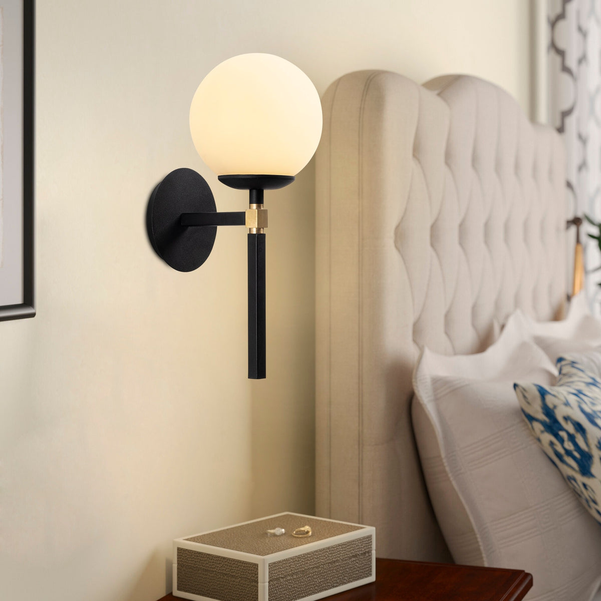 Aplique de pared metal negro blanco 15x20x37 cm casquillo E27 (6)