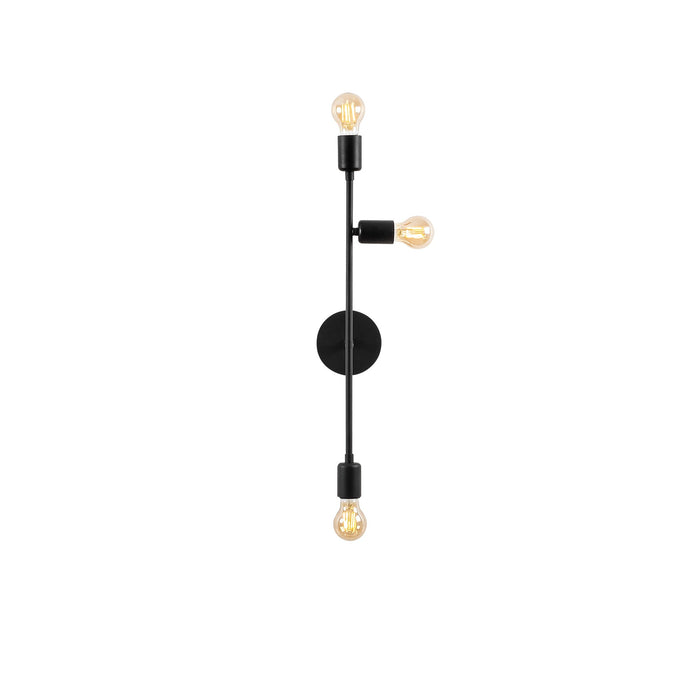 Aplique de pared resalte derecho metal negro 15x15x65 cm 3xE27