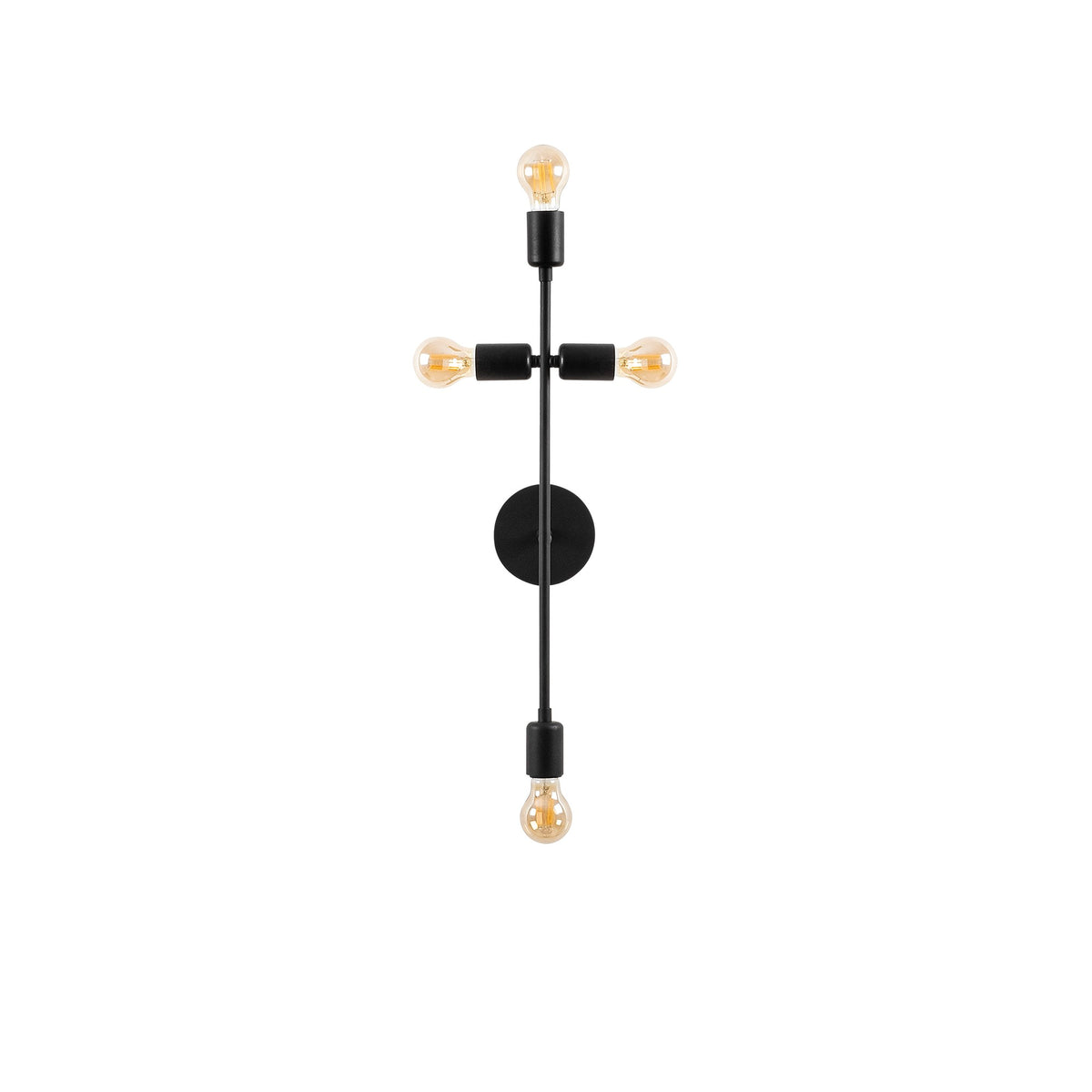 Aplique de pared metal negro 20x15x62 cm 4 casquillos E27