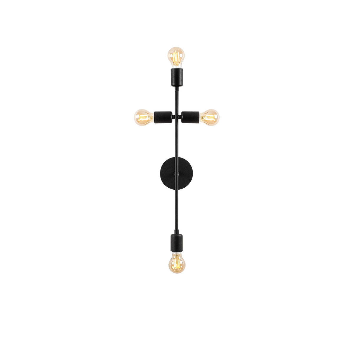 Aplique de pared metal negro 20x15x62 cm 4 casquillos E27 (3)
