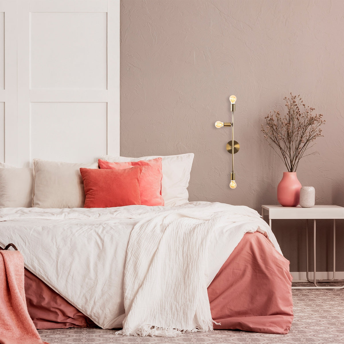 Aplique de pared metal vintage 15x15x65 cm 3 casquillos E27 (5)