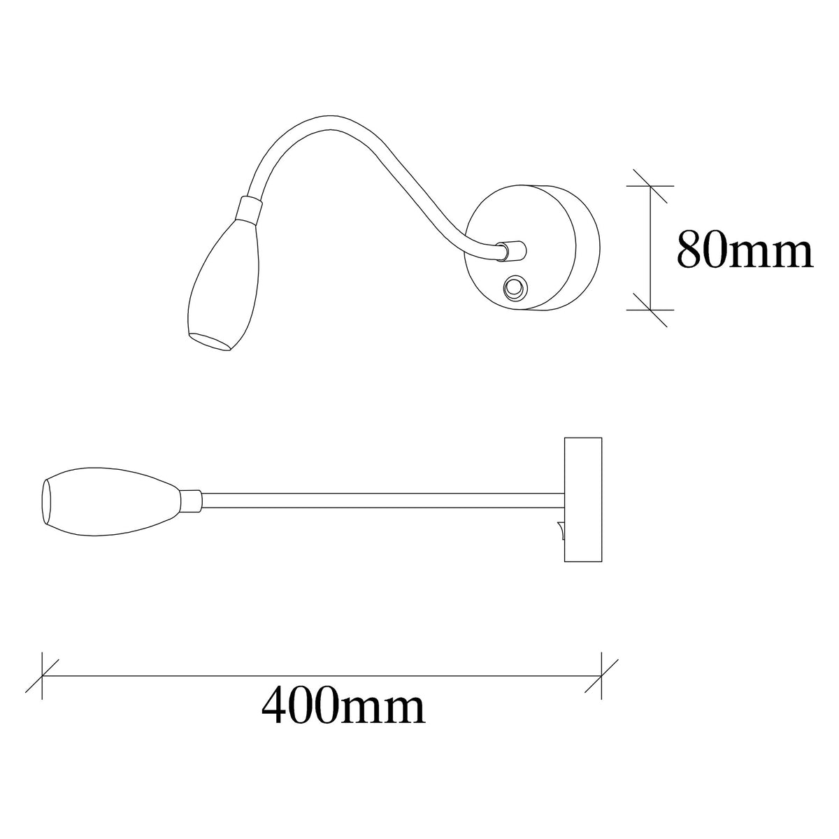 Aplique de pared redondo metal negro 8x38x15 cm LED 2700K (2)