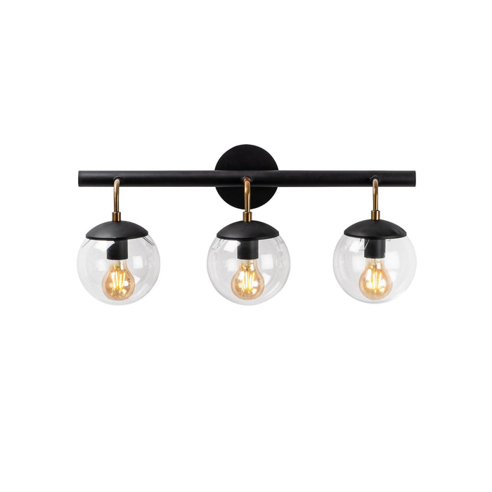 Aplique de pared metal negro 61x28x20 cm 3 casquillos E27