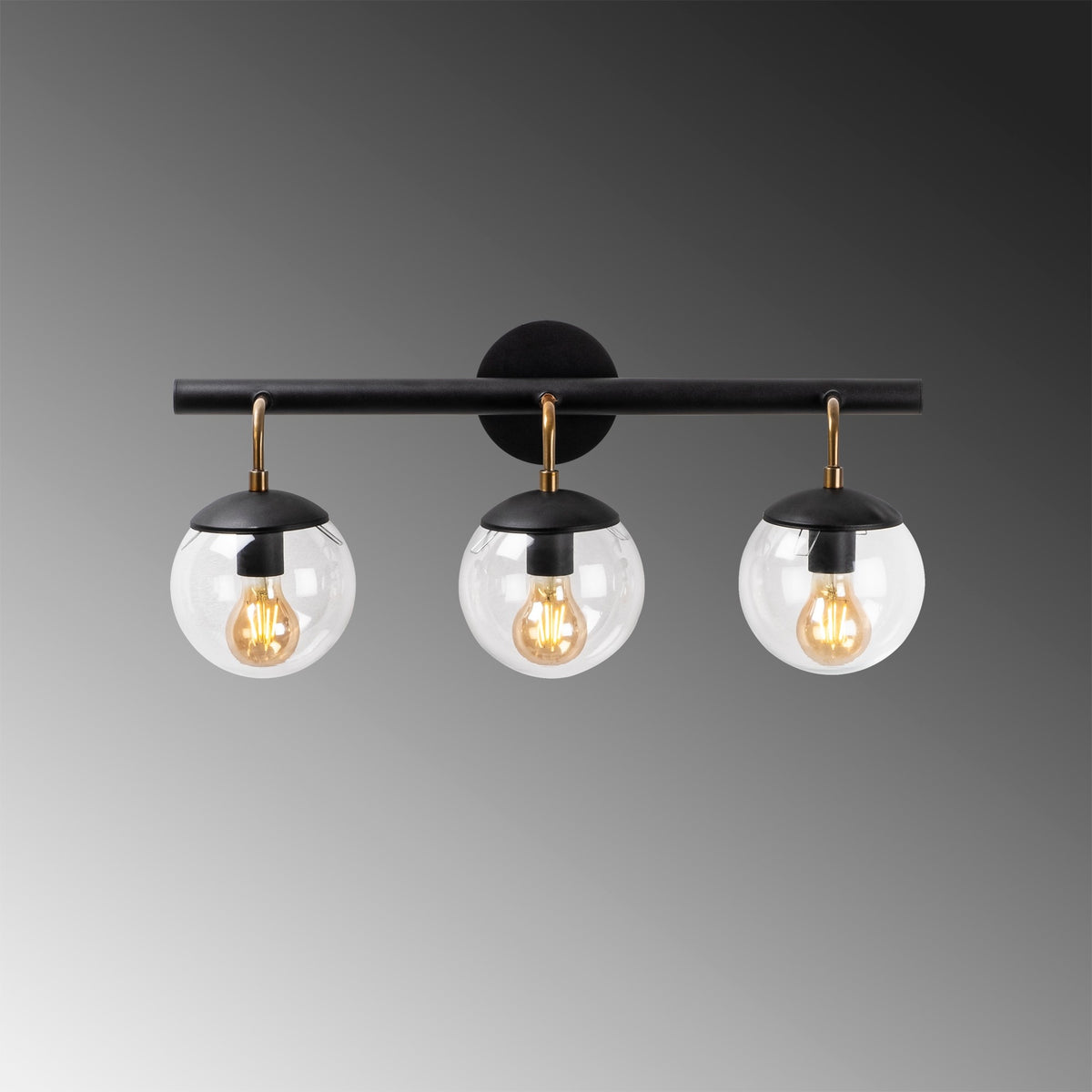 Aplique de pared metal negro 61x28x20 cm 3 casquillos E27 (4)