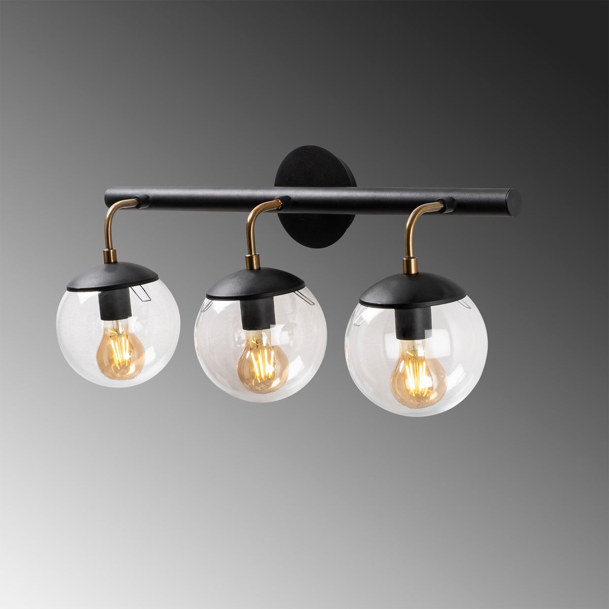 Aplique de pared metal negro 61x28x20 cm 3 casquillos E27 (6)